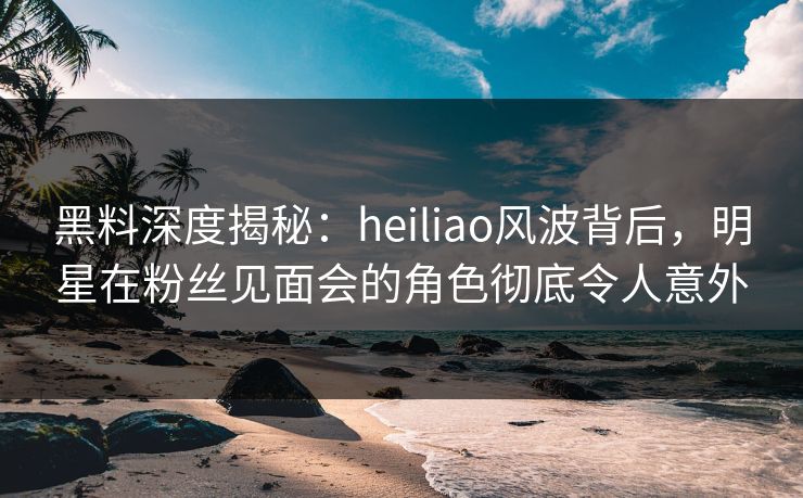 黑料深度揭秘：heiliao风波背后，明星在粉丝见面会的角色彻底令人意外