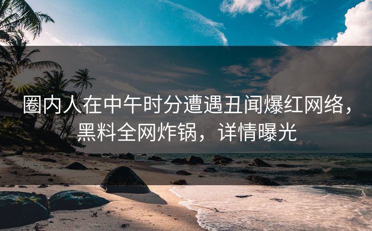 圈内人在中午时分遭遇丑闻爆红网络，黑料全网炸锅，详情曝光