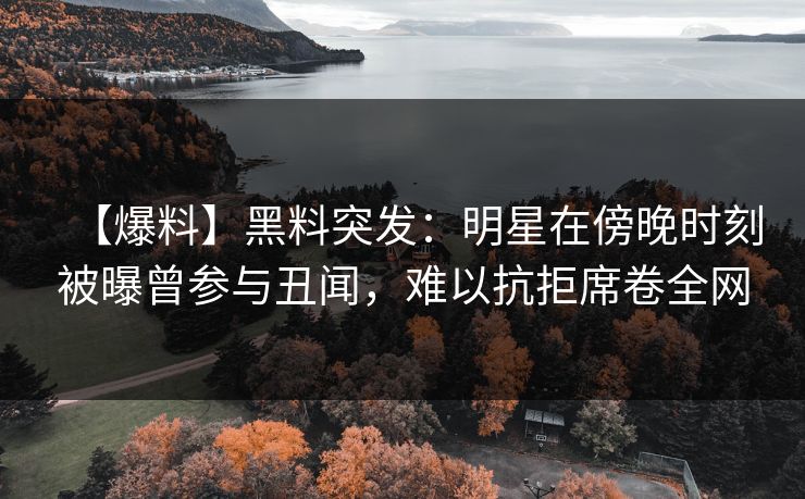 【爆料】黑料突发：明星在傍晚时刻被曝曾参与丑闻，难以抗拒席卷全网