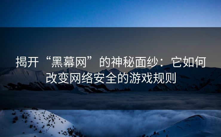 揭开“黑幕网”的神秘面纱：它如何改变网络安全的游戏规则