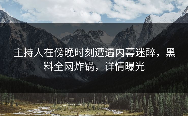 主持人在傍晚时刻遭遇内幕迷醉，黑料全网炸锅，详情曝光