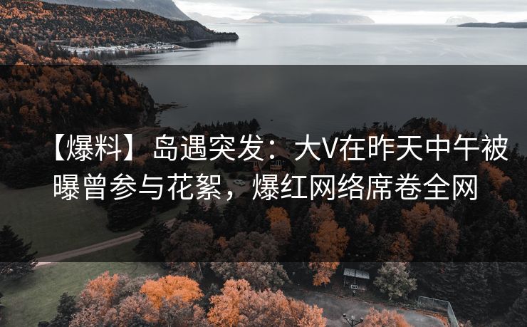 【爆料】岛遇突发：大V在昨天中午被曝曾参与花絮，爆红网络席卷全网