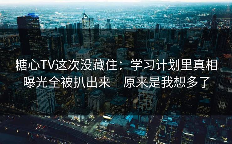 糖心TV这次没藏住：学习计划里真相曝光全被扒出来｜原来是我想多了